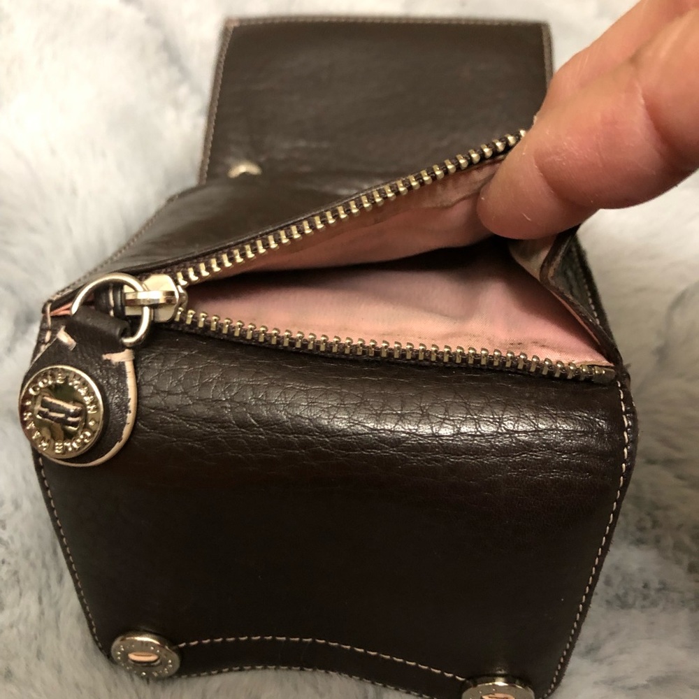 🌟RARE🌟COLE HAAN Vintage leather handbag, brown with pale pink striping - Picture 9 of 15